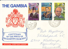 Gambia FDC 30-11-1974 Complete Set Centenary Of The Birth Of Sir Winston Churchill With Cachet - Sir Winston Churchill