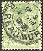 YT 102 Paris (16) R. Réaumur (de 1880 à 1900) 08.04.1900 SAGE 5c Vert-jaune Type III France – Face - 1898-1900 Sage (Tipo III)