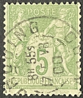 YT 102 Tourcoing Nord (57) 17.02.1900 Indice 2 SAGE 5c Vert-jaune Type III France – Face - 1898-1900 Sage (Tipo III)