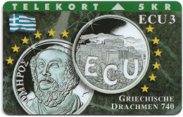 Denmark - TS - Ecu - Greece - TDTP048C - 02.1995, 1.200ex, Used - Dinamarca