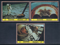 Manama 1972 Mi# 1085-1087 A Used - First Manned Landing On The Moon (IV) / Space - Manama