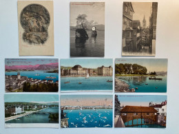 Switzerland LOT (nine Postcards) Gotthard Pilatus Zurich Zurichhorn Luzern - Collezioni E Lotti