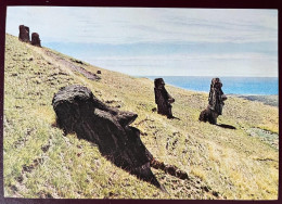 Easter Island Isla De Pascua Rano Raraku Volcano Moais Or Rock Statues Postcard - Rapa Nui
