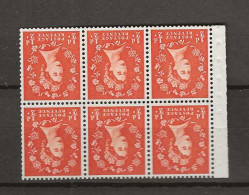 1955 MNH GB Watermark Edward Crown Booklet Pane SG 540-lWi Postfris** - Unused Stamps