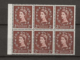 1955 MNH GB Watermark Edward Crown Booklet Pane SG 543-l Postfris** - Unused Stamps