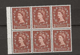 1955 MNH GB Watermark Edward Crown Booklet Pane SG 543-bl Postfris** - Unused Stamps