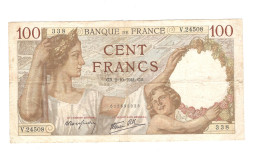 ALB/ France : 100 Francs SULLY - 02/10/1941 - Déchirure Sur Le Pourtour à Droite Au Niveau Du Pli Horizontal - 100 F 1939-1942 ''Sully''