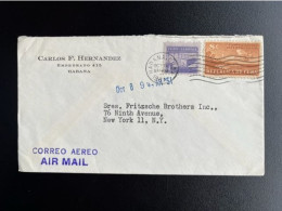 CUBA 1951 AIR MAIL LETTER HABANA TO NEW YORK 05-10-1951 - Brieven En Documenten