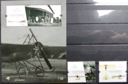 Portugal 2016, 100th Anniversary Of The First Portuguese Military Flight, MNH S/S And Stamps Set - Unused Stamps