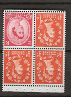 1958 MNH GB Watermark Multiple Crown Booklet Pane SG 570-mkWi Postfris** - Nuevos