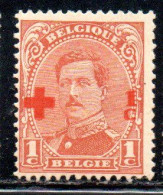 BELGIQUE BELGIE BELGIO BELGIUM 1918 KING ROI ALBERT I RED CROSS CROIX ROUGE SURCHARGED 1c + 1c MH - 1918 Rode Kruis