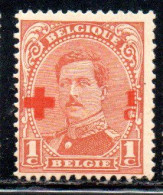 BELGIQUE BELGIE BELGIO BELGIUM 1918 KING ROI ALBERT I RED CROSS CROIX ROUGE SURCHARGED 1c + 1c MH - 1918 Rotes Kreuz