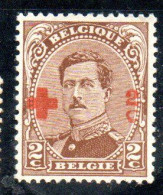 BELGIQUE BELGIE BELGIO BELGIUM 1918 KING ROI ALBERT I RED CROSS CROIX ROUGE SURCHARGED 2c + 2c MNH - 1918 Rotes Kreuz