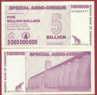 Zimbabwe --5000000000 Dollars (5 Billion De Dollars)  2008---NEUF/UNC --(68) - Zimbabwe