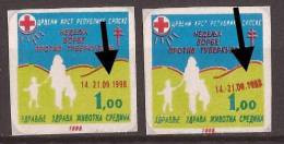 1998  BOSNIA REPUBLIKA SRPSKA RED CROSS TUBERCOLOSA MEDICINA AUTOADHESIVO TYP I - TYP II - Medicina