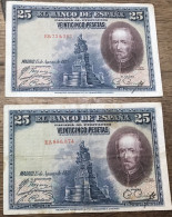 2 Billets 25 Pesetas 1928 - 100 Pesetas