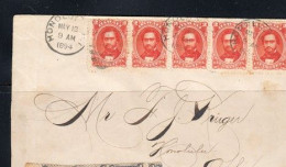 O) 1894 HAWAII,  HONOLULU, KING KAMEHAMEHA IV, SCT 31 2c Rose Vermilion, STRIP. CIRCULATED COVER - Hawaï