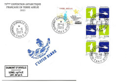 PO - 156 - Enveloppe TAAF Terre Adélie 21.6.2023  Cachet "l'enfer Blanc" Bel Affranchissement - Bases Antarctiques