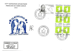 PO - 159 - Enveloppe TAAF Terre Adélie  2023 - Cachet Glaciologie 73ème Expédition - Bases Antarctiques