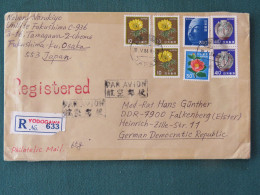 Japan 1984 Registered Cover To Germany - Flowers Buddha - Ceramic - Cartas & Documentos