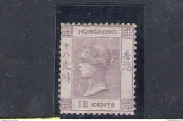 1862-63 HONG KONG - Stanley Gibbons N. 4 -18 Cents - Lillac - MLH* - Sonstige & Ohne Zuordnung