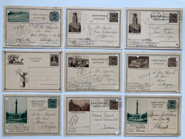 BELGIQUE BELGIUM LOT Nine Postcards Carte Postale Stationery Card - Postcards 1934-1951