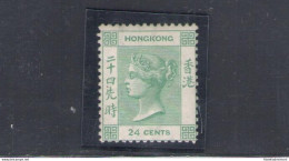 1863-71 HONG KONG - Stanley Gibbons N. 14 - 24 Cents - Green - MLH* - Other & Unclassified