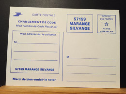 Code Postal. Carte Postale Blanche En Franchise 57159 MARANGE SILVANGE, Neuve - Covers & Documents