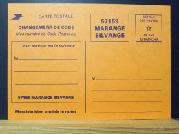 Code Postal. Carte Postale Orange En Franchise 57159 MARANGE SILVANGE, Neuve - Covers & Documents