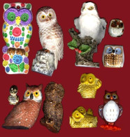 ** LOT  15  FIGURINES ** - Birds - Owls