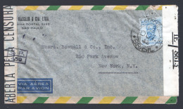 1944 Air Letter To USA Double Censorship: Brazil And British At Trinidad - Covers & Documents