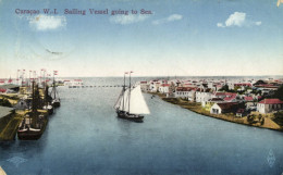 Curacao, W.I., WILLEMSTAD, Sailing Vessel Going To Sea (1910s) Postcard - Curaçao