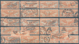 United States,U.S.A,1938 United States Postage,Air-Mail 6Cents, Lot Of 22 Stamps With Several Cancellations, - 1a. 1918-1940 Gebraucht