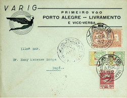 1932 Brasil / Brazil Varig 1.º Voo / First Flight Porto Alegre - Bagé - Livramento (volta / Return) - Luchtpost