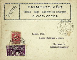 1932 Brasil / Brazil Varig 1.º Voo / First Flight Pelotas - Bagé - Livramento - Luchtpost