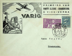 1932 Brasil / Brazil Varig 1.º Voo / First Flight Porto Alegre - Santa Cruz - Santa Maria - Uruguaiana - Luchtpost