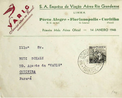 1946 Brasil / Brazil Varig 1.º Voo / First Flight Porto Alegre - Florianópolis - Curitiba - Luchtpost