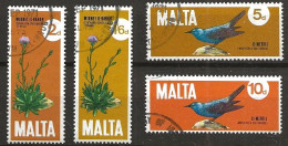 Malta 1971 Indigenous Flora And Fauna, Plant Spatula Knapweed  And Bird Blue Bear  Mi 429-432 Cancelled(o) - Malte