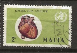 Malta 1972  World Heart Month, Human Heart, World Health Organisation Emblem Mi 436 Cancelled(o) - Malte