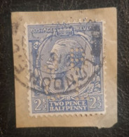 GB England Perfin Stamp On Paper - Perfin