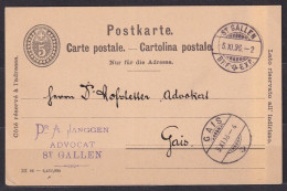 SWITZERLAND. 1896/St.Gallen, PS Card/internal Mail. - Brieven En Documenten