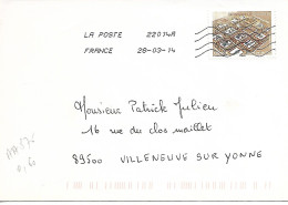 France 2013 - AA 875 - OBLITERE S/ Enveloppe 03/2014 /patrimoines De France : Les Mosaïques - Cartas & Documentos