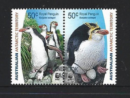 Australian Antarctic Territory AAT 2007 Royal Penguins 50c Horizontal Setenant Pair Commercially FU - Used Stamps