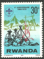 XW01-2235 Rwanda Scout Scoutisme Scoutism Pathfinder Feu Fire Feuer Campingno Gum Sans Gomme - Gebraucht