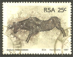 XW01-2158 RSA South Africa Petroglyphs Wild Wildebeest Gnou Peinture Gravure Rupestre Wall Engraving Painting - Usados