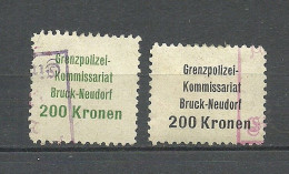 ÖSTERREICH Austria Grenzpolizei-Komissariat Bruck-Neudorf Gebühr Steuer Tax 200 Kr. O Green + Black - Revenue Stamps