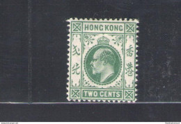 1904-06 HONG KONG - Stanley Gibbons N. 77 - 2 Cents - Dull Green - MLH* - Otros & Sin Clasificación