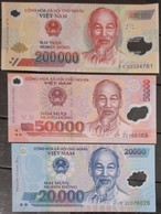 Lot Of 3 Vietnam Viet Nam 200000 50000 & 20000 Dong UNC Polymer Banknote Notes Issued In 2022 - Pick # 120 - Vietnam