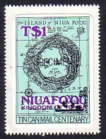 Tonga Niuafo'ou 1983 Map Volcano Crater  SG 15a Scarce Typography Ovpt  - Cat $20 - See Description - Vulkane