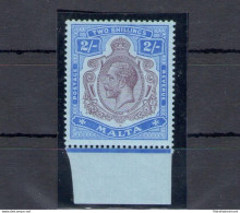 1914-21 MALTA, Stanley Gibbons N. 86, 2 Scellini Pourple And Bright Blue - MNH** - Altri & Non Classificati